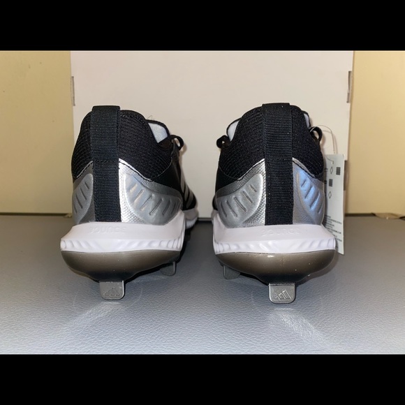 ADIDAS PUREHUSTLE WOMENS METAL CLEATS, SIZE 6, BLACK, SILVER & WHITE - Picture 8 of 10